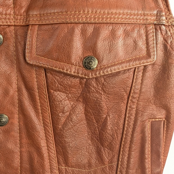 Vintage Brown Leather Biker Vest By Paris Texas Robert Krief ~ Size S - Picture 5 of 7